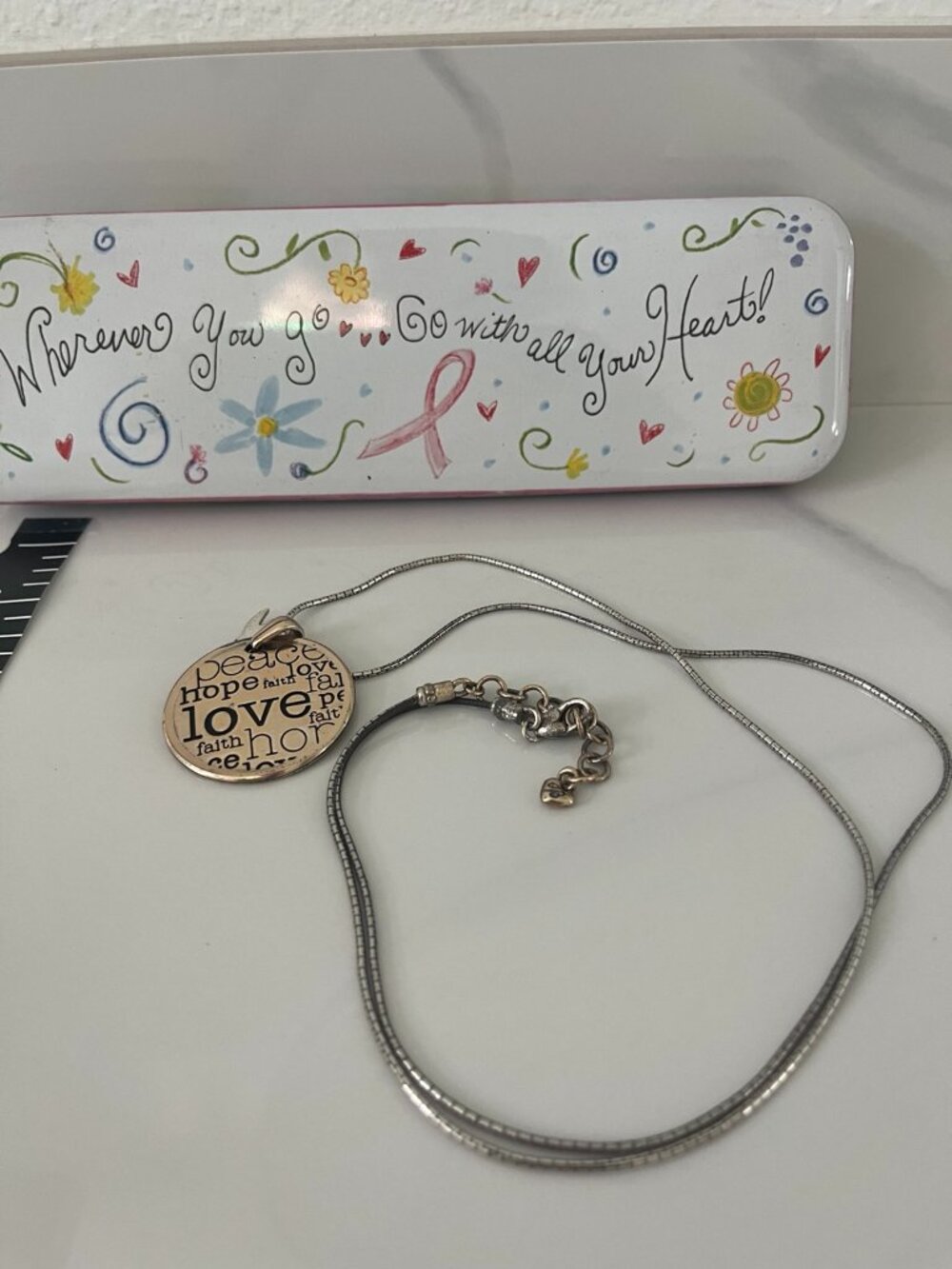 Brighton Faith Hope Peace Love Dove Pendant Necklace With Tin